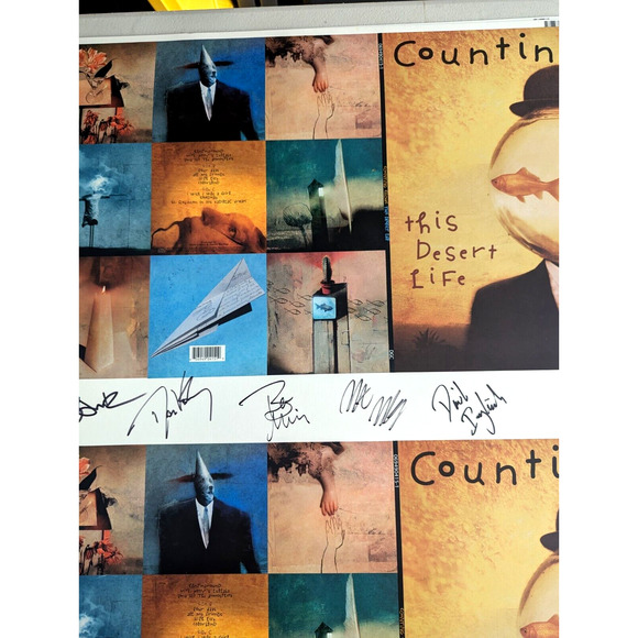 Counting Crows Band SIGNED 1990's Uncut LP Sleeve THIS DESERT LIFE 28" ⭐ COA LOA - Picture 6 of 13